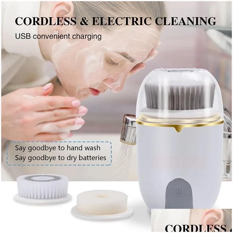 Cleaning Tools Accessories Hello Face Ultrasonic Cleanser Brush Electric Cleansing Face Brush 360 Rotate Automatic Brush Machine Deep Clean Tool