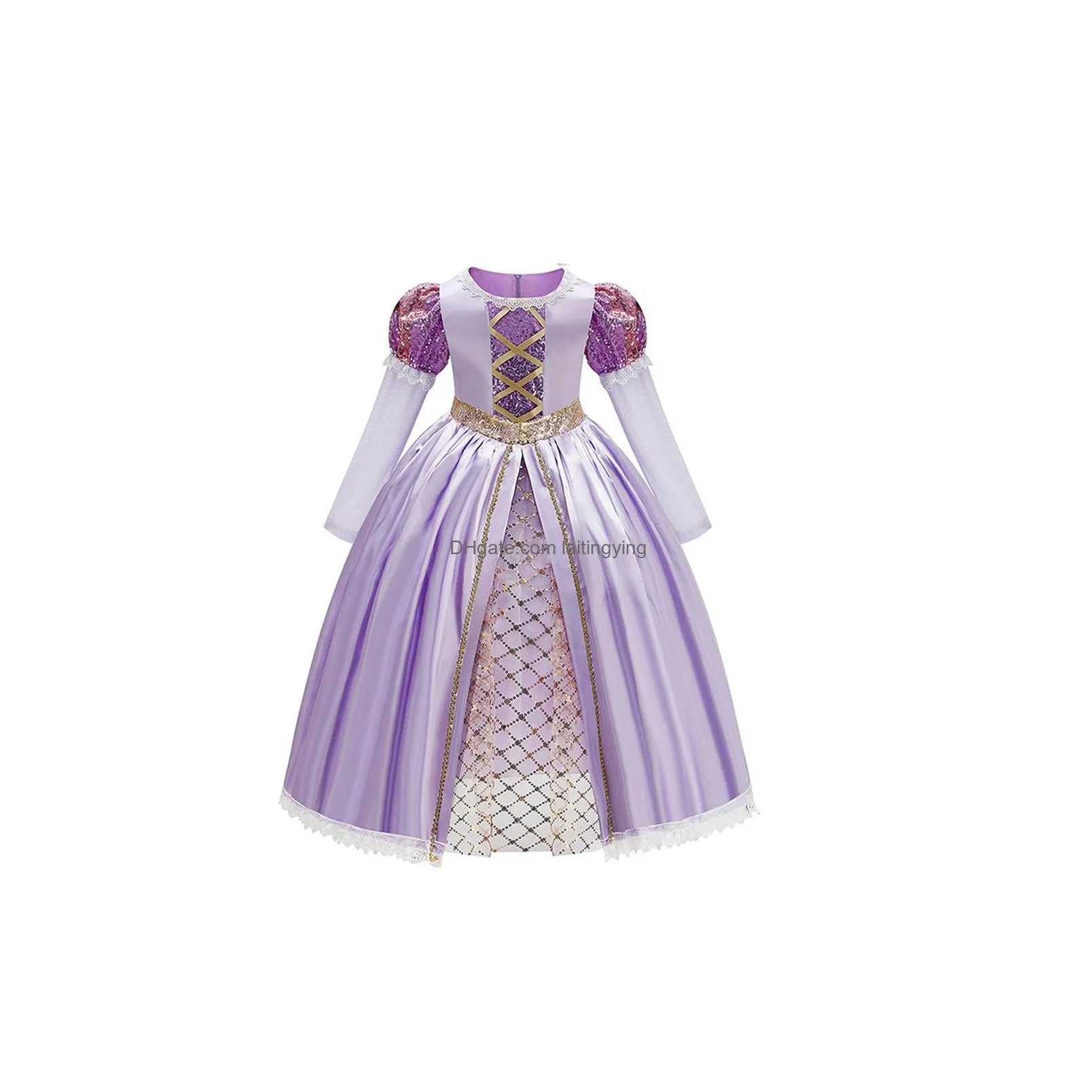 girls dresses girls rapunzel costume kids summer tangled fancy cosplay princess dress children birthday carnival halloween party clothes 2-8t