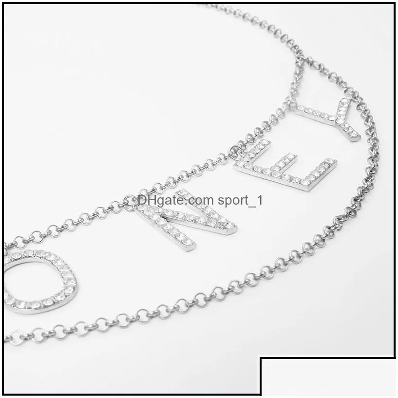 Belly Chains Metal Body Chain Custom Rhinestone Letter Pendant Waist Jewelry Gift Drop Delivery Otaom