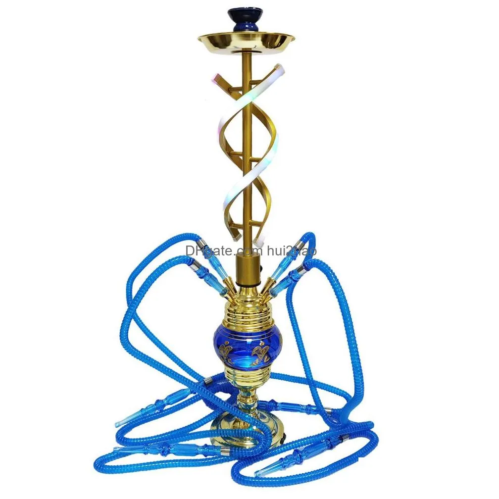 75cm tall hookah glass with light four tube bar fashion water smoking cigaret filter holder tobacco pipes portable 2021 smoke accessories in