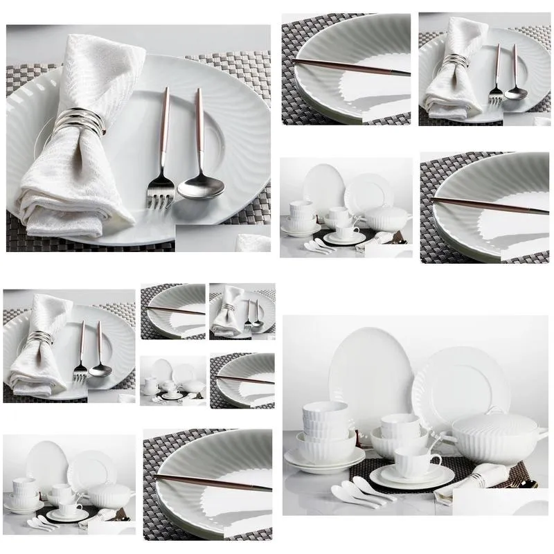 16pcs ceramic white dinnerware for customising diy