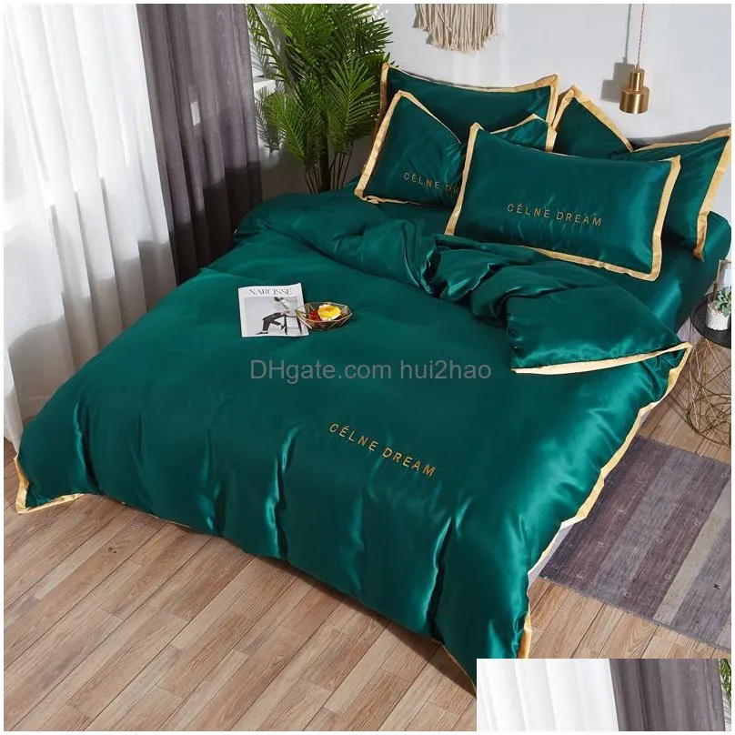 four-piece silk cotton bedding sets king queen size soft printed quilt cover pillow case duvet cover brand bed comforters sets fast