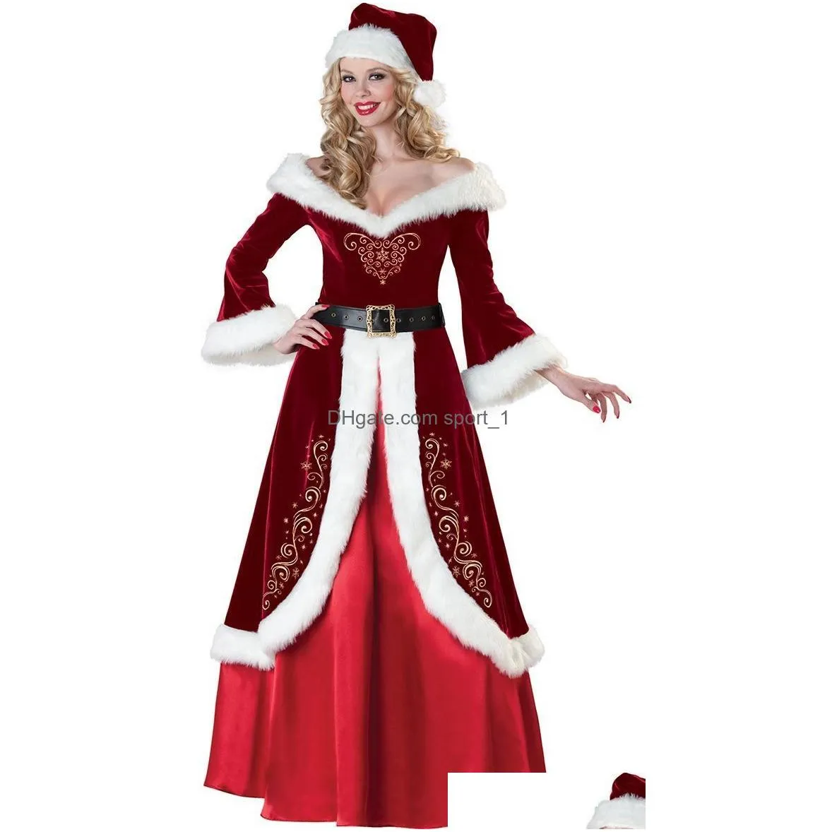 christmas decorations velvet men/women santa claus costume suit couple party costume for xmas wholesale