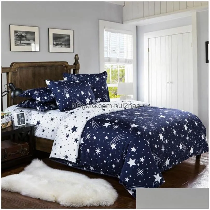 three/four piece cotton bedding sets star printed king queen size luxury quilt cover pillow case duvet cover brand bed comforters sets