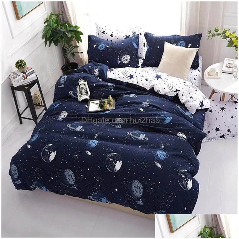 three/four piece cotton bedding sets star printed king queen size luxury quilt cover pillow case duvet cover brand bed comforters sets