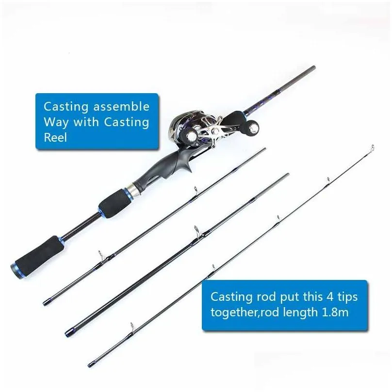 8 Sections carbon fiber fishing rod tackle travel fishing casting spinning rods china pole for fly carp vara de pesca232v