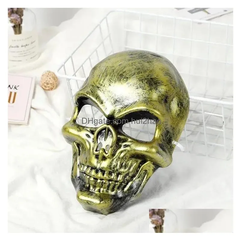 halloween adults skull mask plastic ghost horror mask gold silver skull face masks unisex halloween masquerade party masks prop fy3786