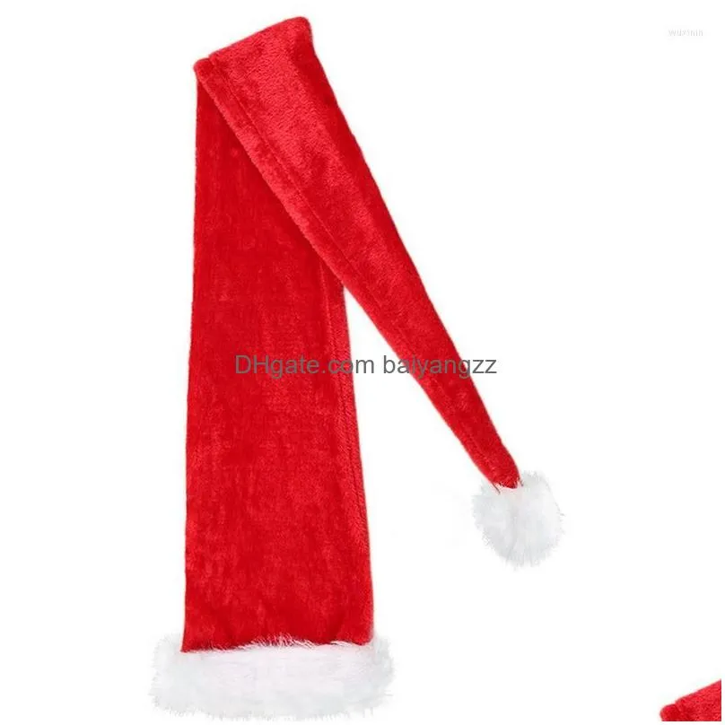 Others Apparel Christmas Decorations Party Santa Claus Long Hat Veet Red White Cap Costume Xmas Adt Children Style Hats Supplies Dro Dhmi7
