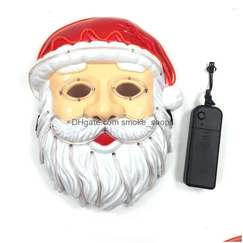 party masks neon led lighting father christmas mask santa claus cosplay el flashing kriss kringle for