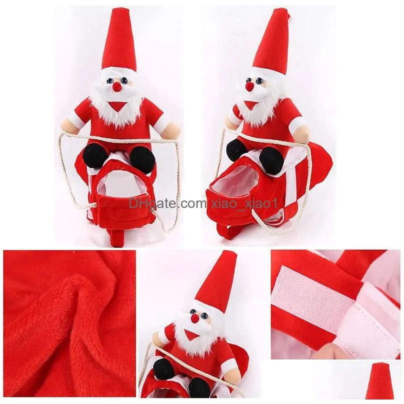 Dog Apparel Christmas Costume Funny Dogs Santa Claus Clothing Riding On Puppy Pets Cat Holiday Outfit Pet Clothes Dressing Up For Ha Dhcjt