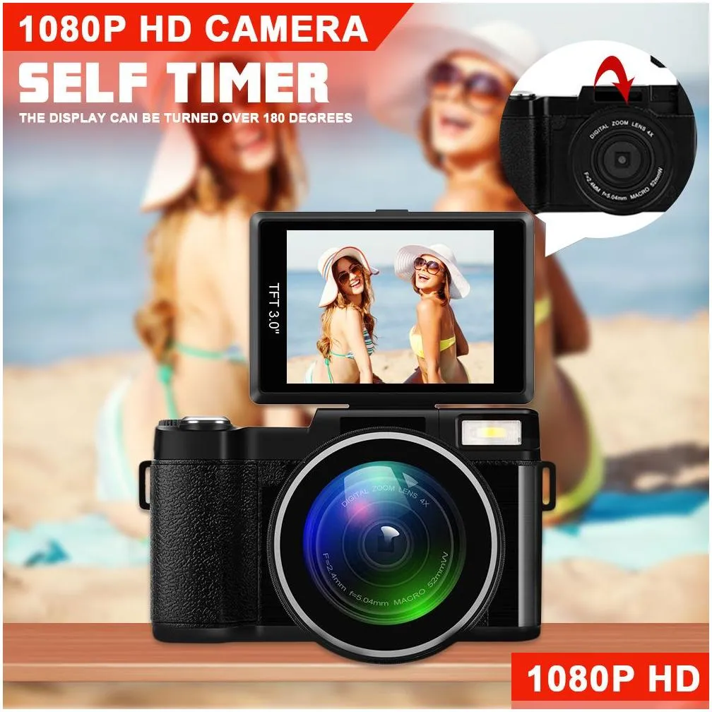 24mp hd half-dslr professional digital camera w/4x telep o fisheye wide angle lens camera macro hd video camera