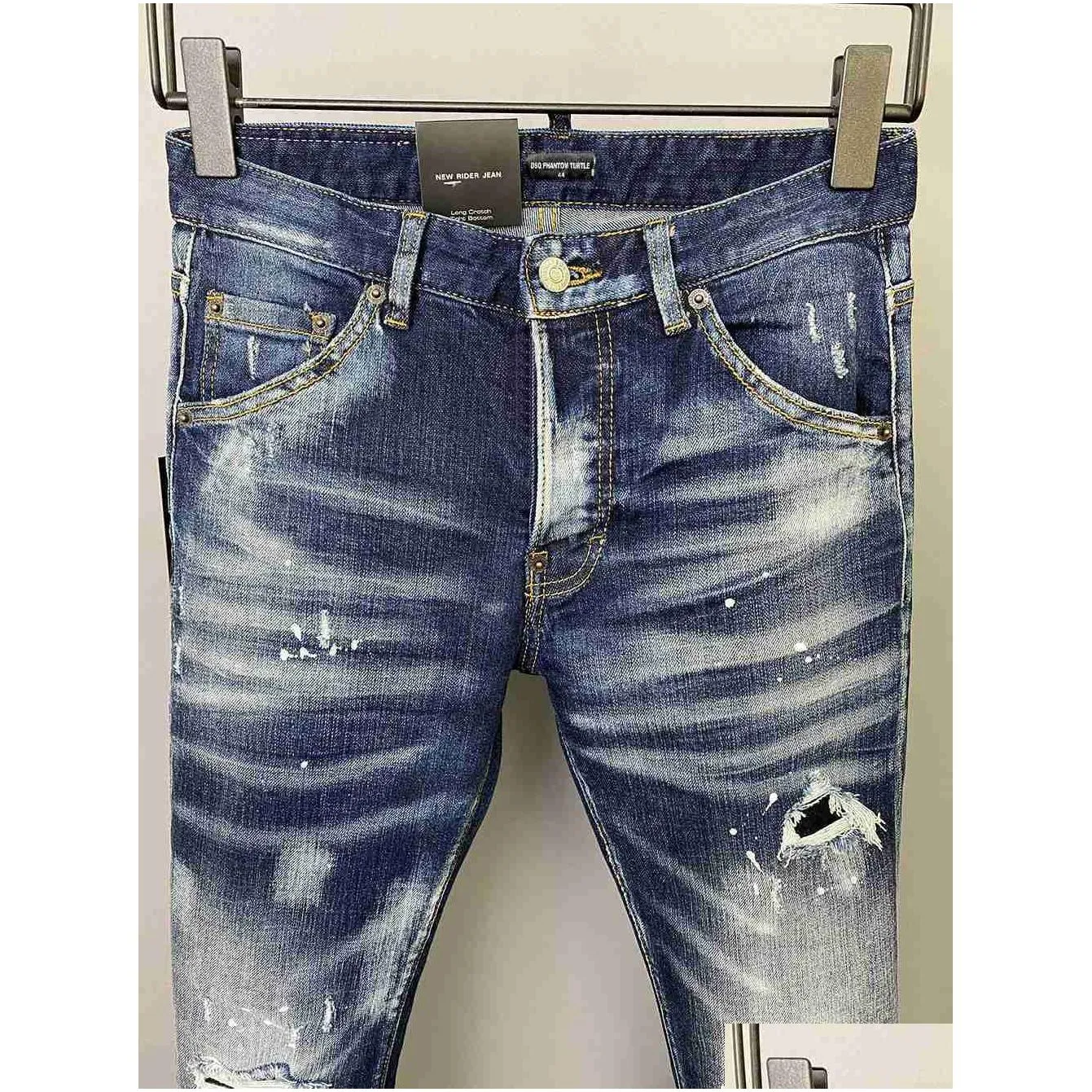 Dsq Jeans Mens Luxury Designer Skinny Ripped Cool Guy Causal Hole Denim Fashion Brand Fit Jean Men Washed Pants 61269