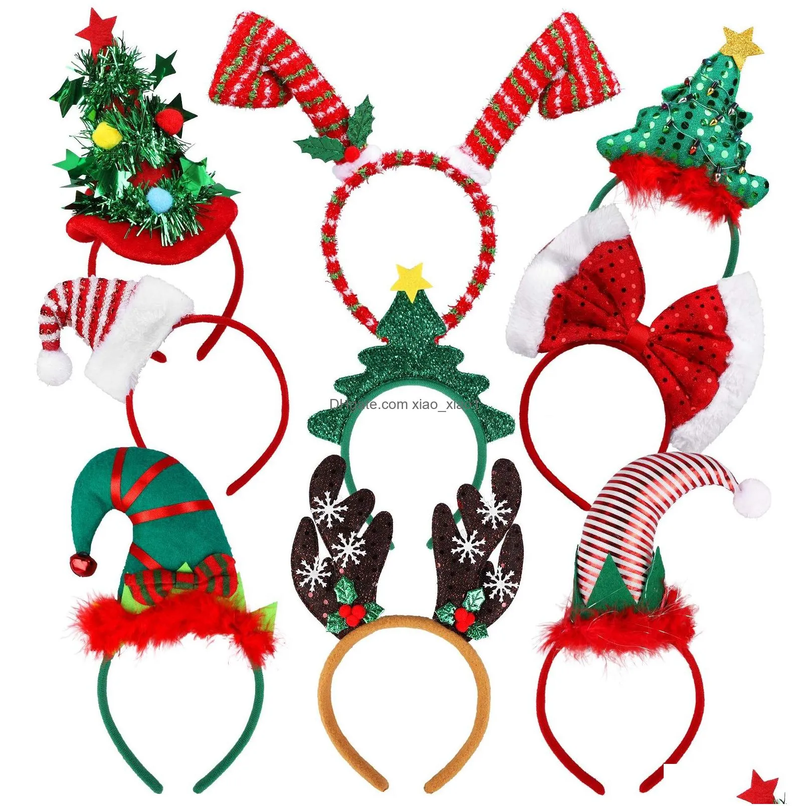 Christmas Decorations Headbands Xmas Headwear Assorted Santa Claus Reindeer Antlers Snowman Hair Band For Party Accessories Costume Dhcxr