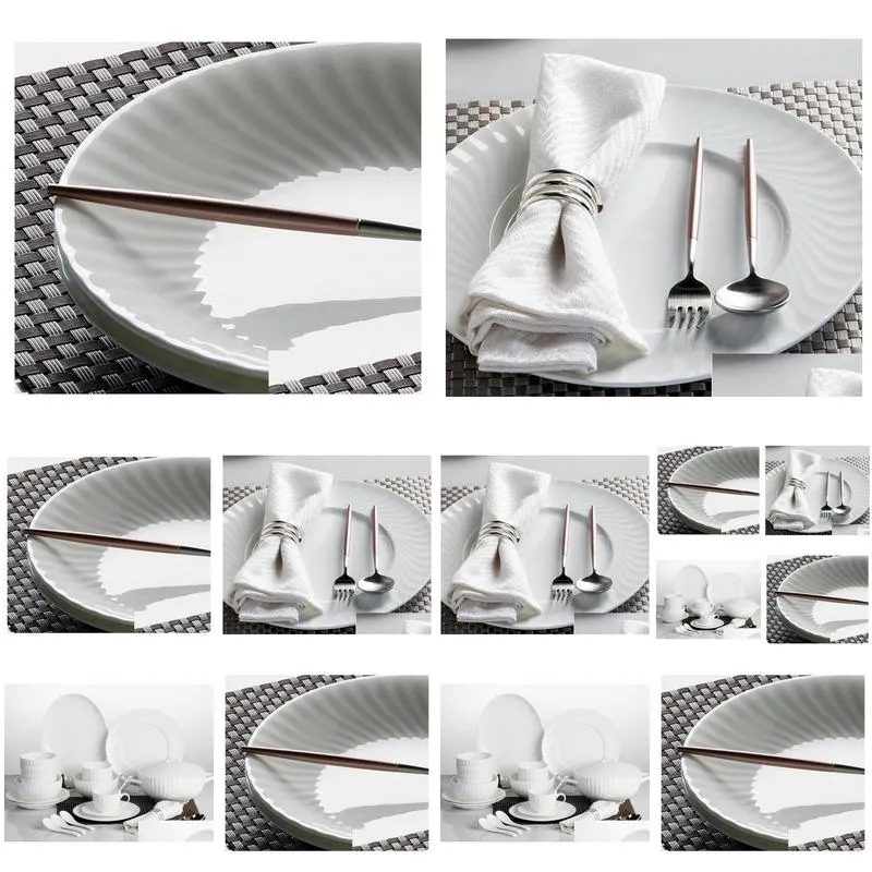 16pcs ceramic white dinnerware for customising diy