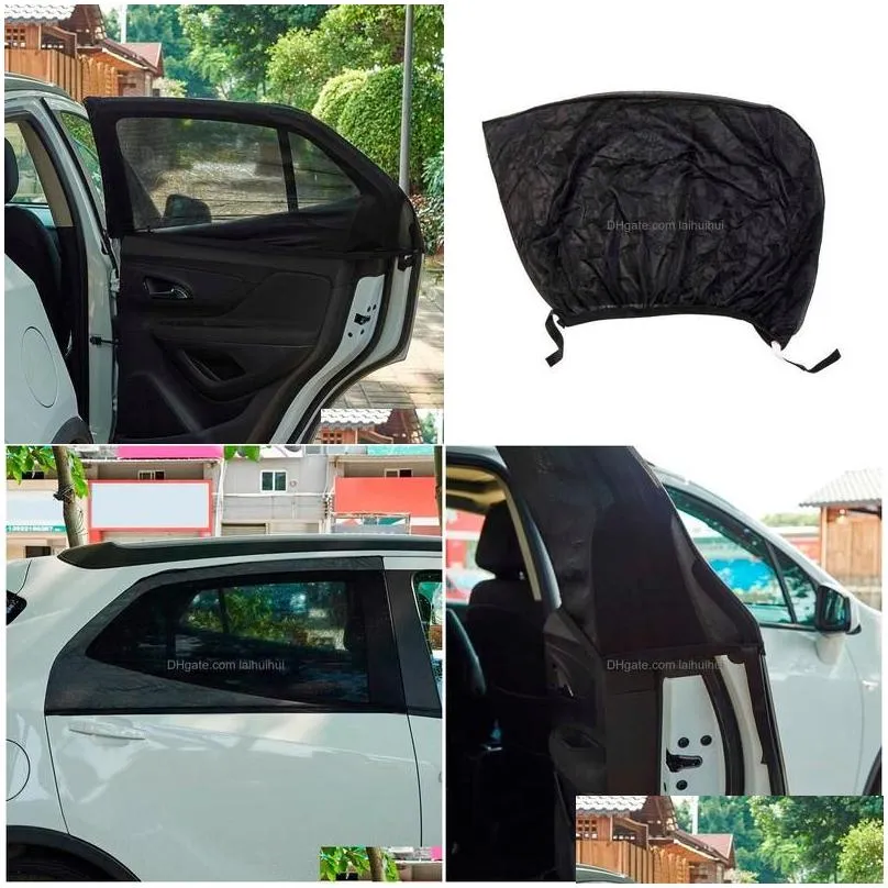 Car Sunshade 2 Pack Front And Rear Window Mosquito Sn Shade Black Mesh Suv Uv Curtain Drop Delivery Mobiles Motorcycles Interior Acce