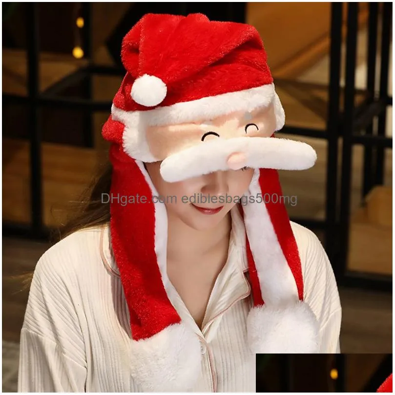 christmas decorations cute hat santa claus moving movable plush gift for women girls child party cosplay thermal cap 221130