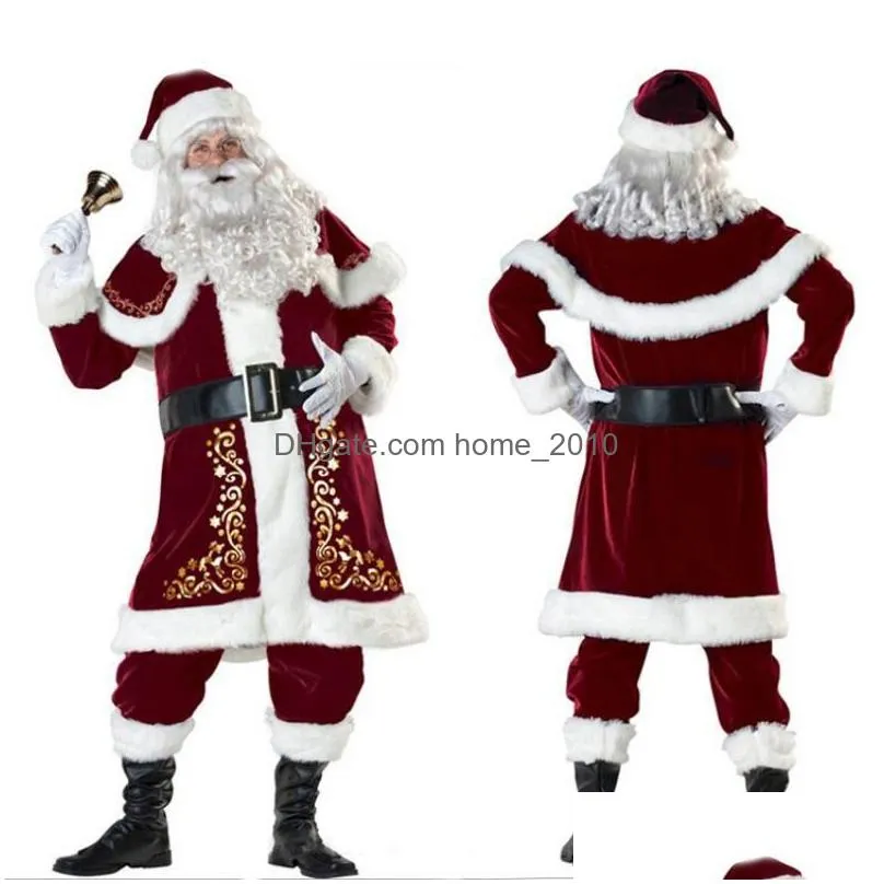  christmas decorations velvet men/women santa claus costume suit couple party costume for xmas wholesale