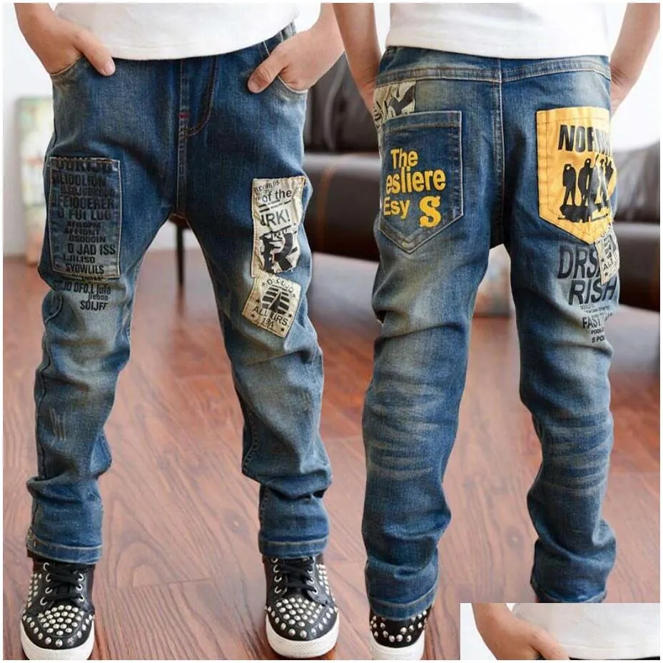 Boys clothes 3-11T boys spring cotton long trousers kids jeans children Korean style denim trousers teenage high quality pants F1203