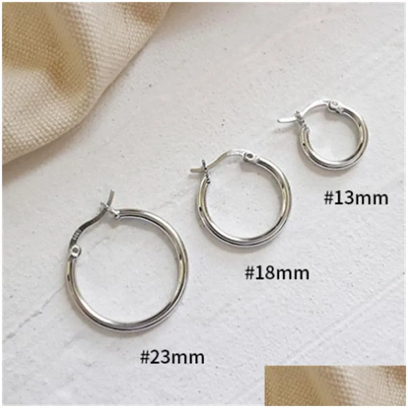 925 Sterling Silver Hoop Earring Round Circle Loop Earrings For Women Simple Silver Geometric Earring Brincos de Prata