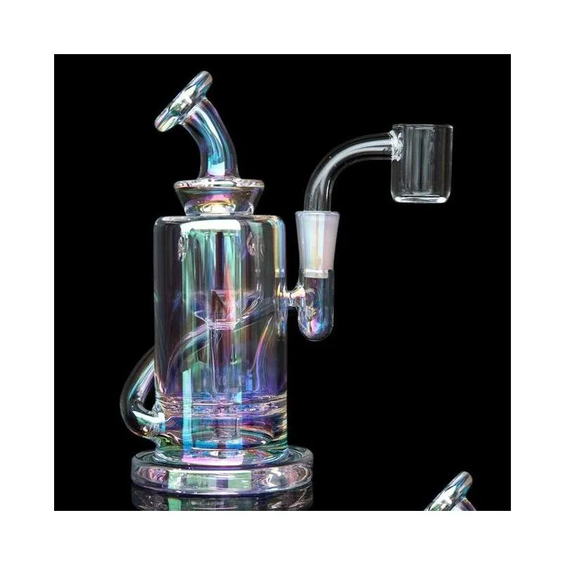 Tall Rainbow glass water bongs hookahs downstem perc Ice catcher dabber heady rig recycler Dab smoke water pipe with 14mm