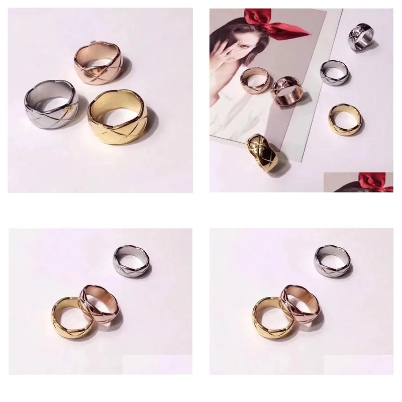 luxury designer jewelry women wedding rings wide and narrow version cut men and women rings stainless steel ring are not