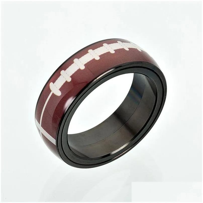 Football basketball baseball football titanium steel ring sporting goods jewelry rotation pressure relief jewelry