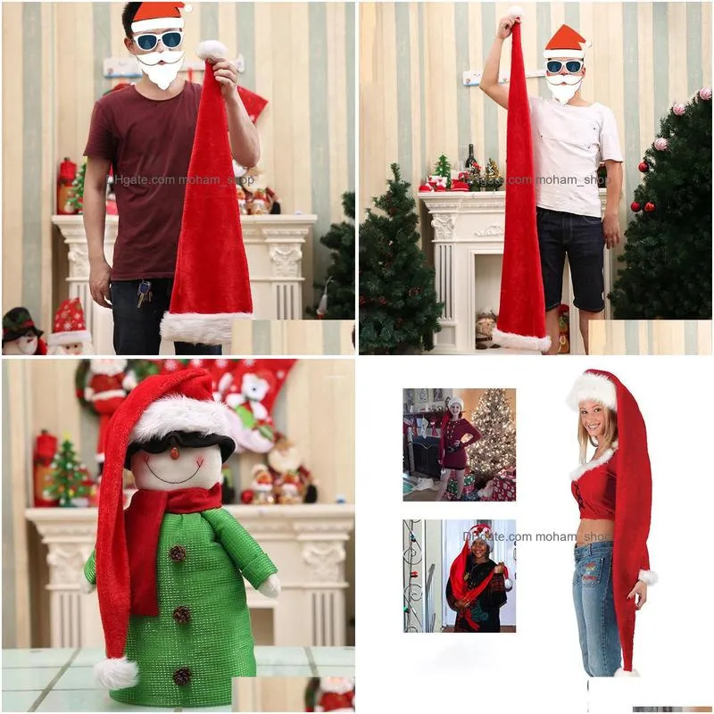 christmas decorations year cap hat party santa claus long plush for adults and children xmas costume style caps hats decor1