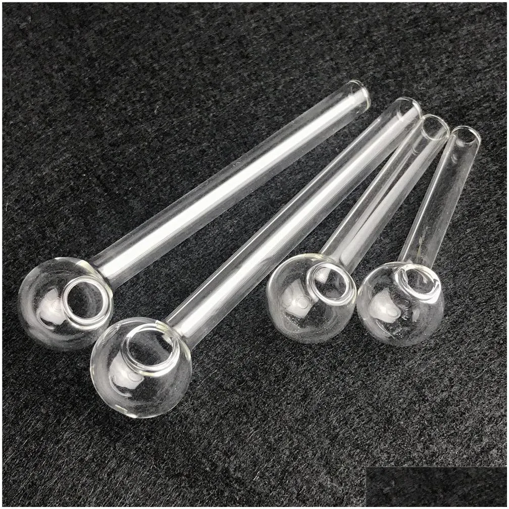 6cm 10cm 12cm Glass Oil Burner Pipe Mini Thick Pyrex Smoking Pipes Clear Test Straw Tube Burners For Water Bong Accessories