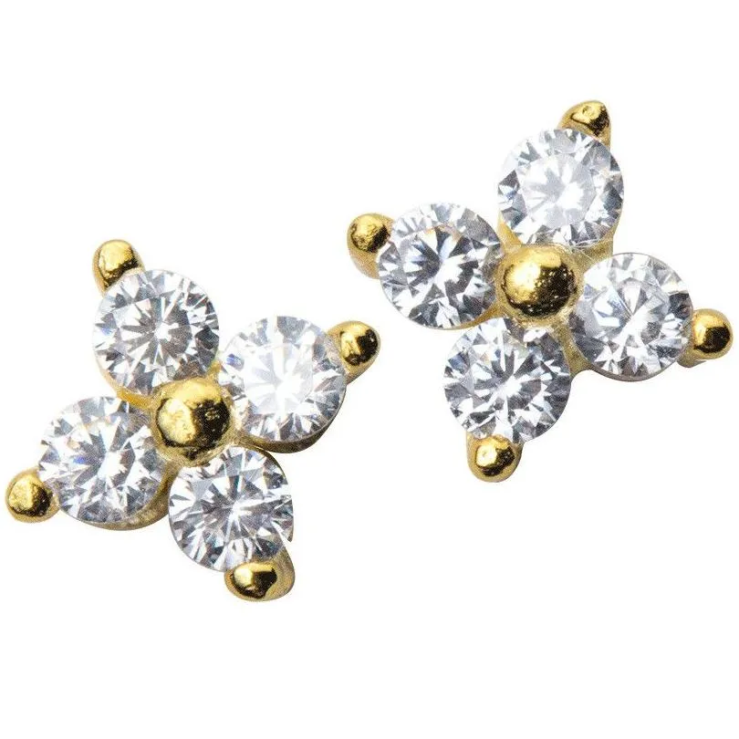 Authentic 925 Sterling Silver Earrings For Women CZ Zircon Crystal Flower Stud Earring Wedding Party Gifts