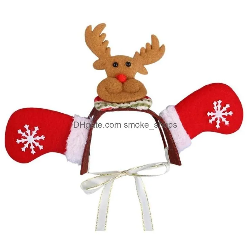 christmas cute dog cat headband felt cloth hat deer antler crown santa claus costume cosplay headdress pet accessories