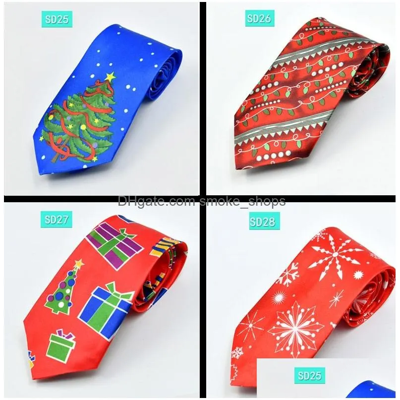 christmas party costumes neck ties santa claus snowman necktie snowflake design for xmas gift 29 styles