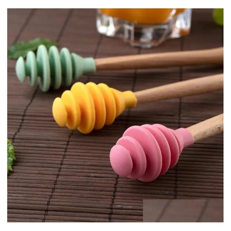 Other Kitchen Tools Sile Tools Honey Spoon Drizzle Stick Honeys Mixing Stirrer Dip Spiral Server Kitchen Gadget Tool Sn4719 Drop Deliv Dhbxy