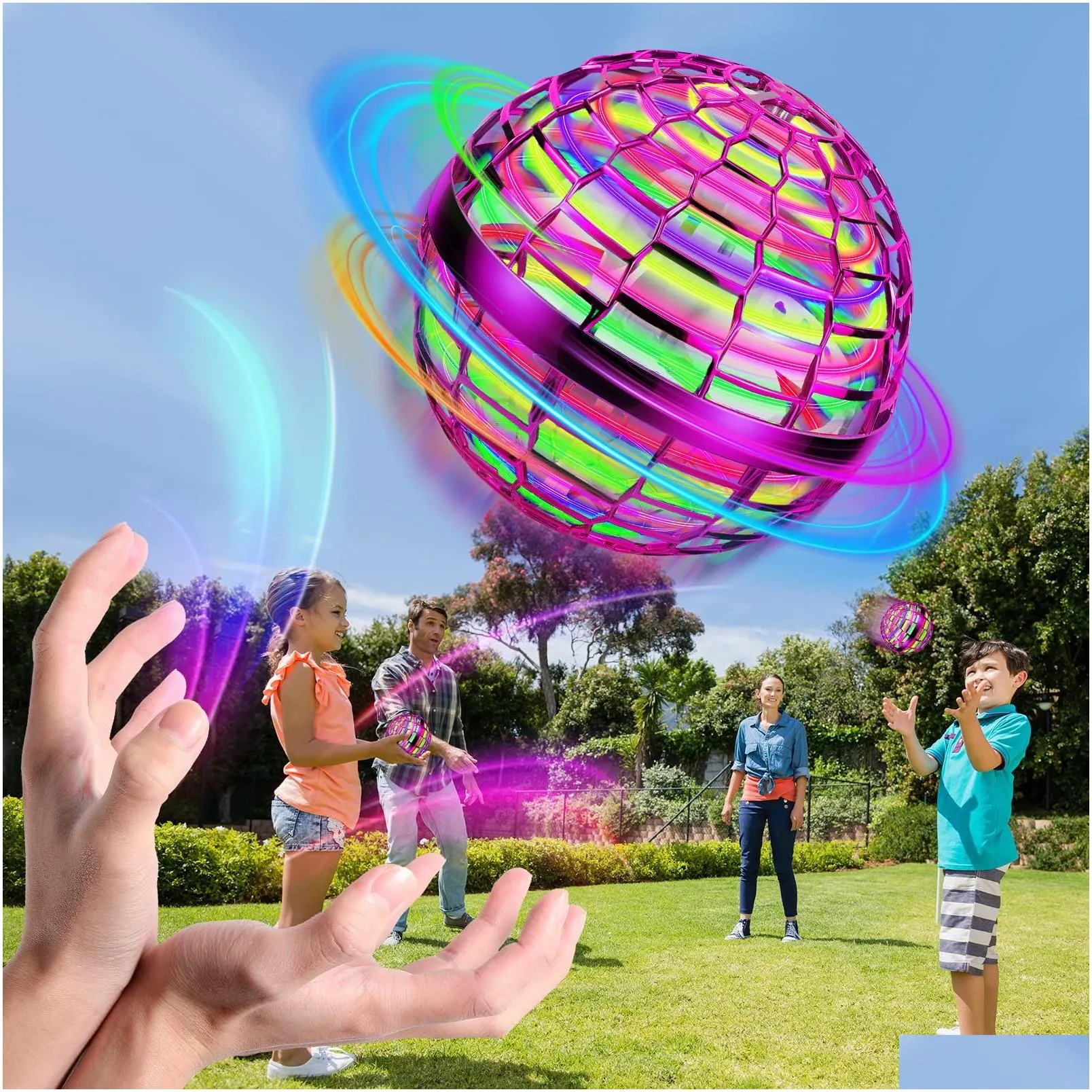 novelty games flying orb ball toy magic neba hover boomerang 360° rotating spinner mini drone for kids adts outdoor indoor floating ea