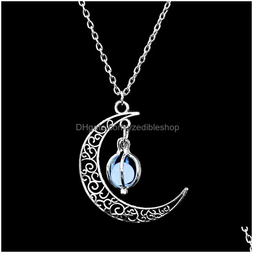 retro moon necklace jewelry for women goth vintage fashion aesthetic accessories glow at night morrocan cuban wholesale