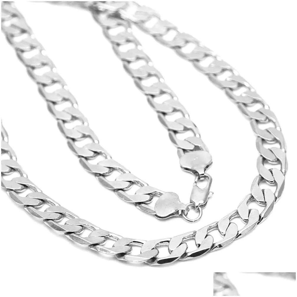 Chains Wholesale 12Mm Width 925 Sier Necklace 18 - 30 Customize Length Mens High Quality Curb Cuban Link Chain Fashion Hip Hop Style F Dhaa6