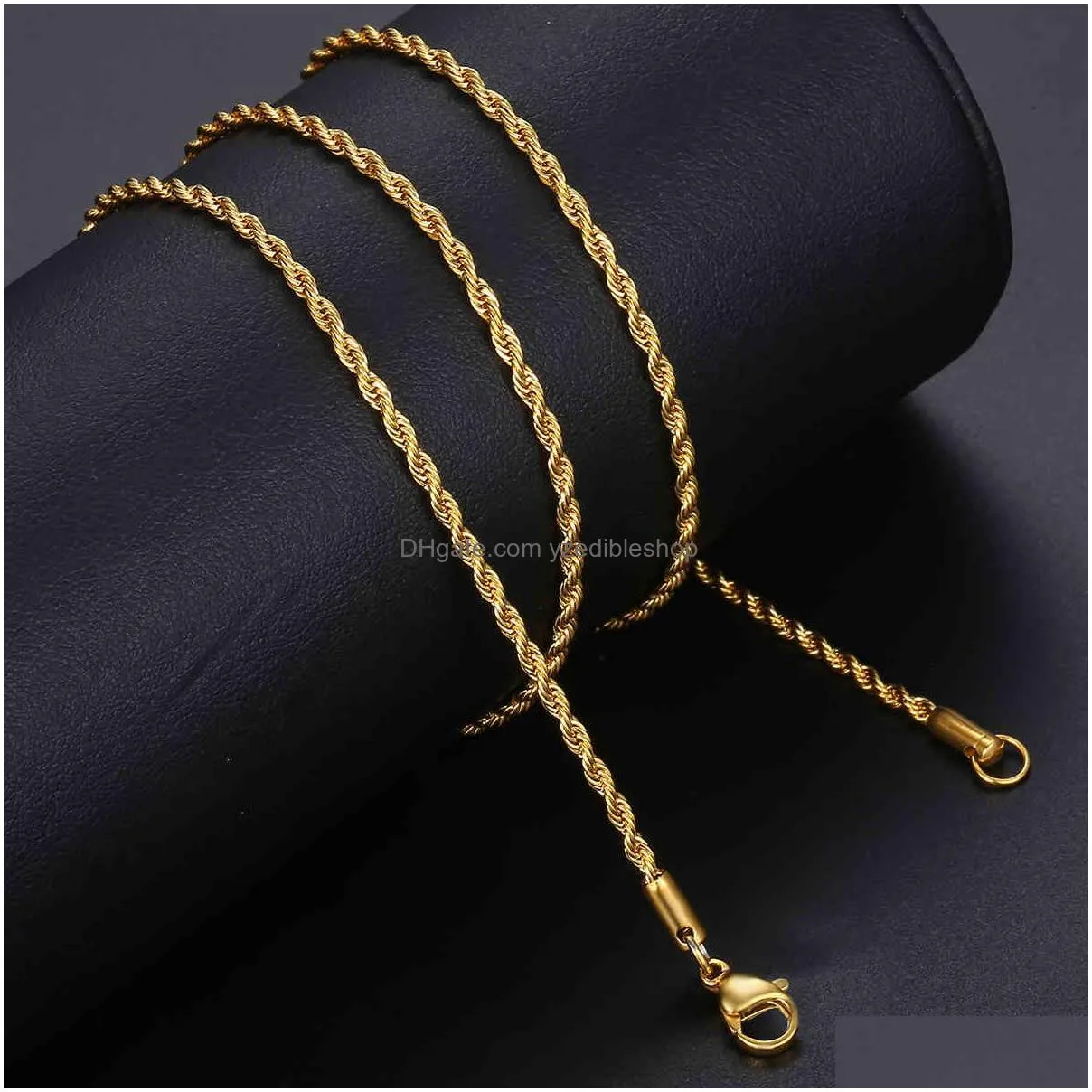 gold chain for men women wheat figaro rope cuban link chain gold filled stainless steel necklaces male jewelry gift wholesale