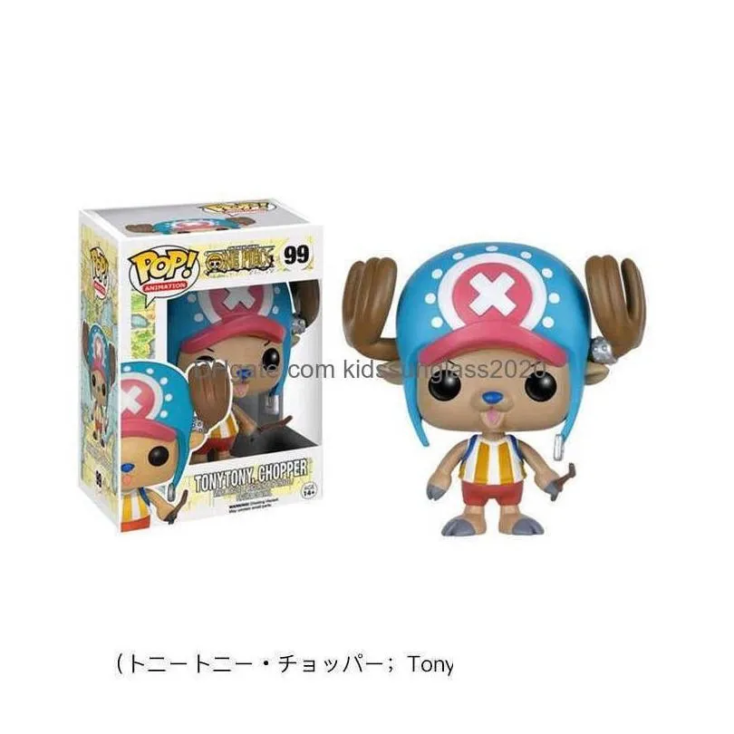 action toy figures huiya01 funko  one piece luffy tony chopper ace zoro roronoa three swords fans model statue home desktop car