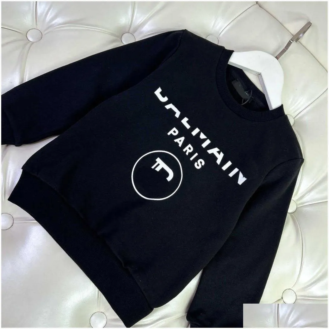 brand sweater for boy and girl high quality kids sweatshirts Size 100-160 CM White letter logo printing baby pullover Oct15