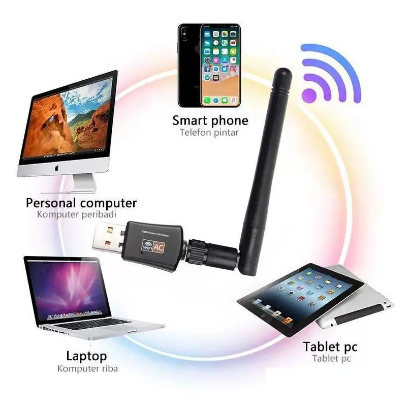 USB 2.0 WiFi Adapter 2.4GHz 5GHz 600Mbps WiFi Antenna Dual Band 802.11b/n/g/ac Mini Wireless Computer Network Card Receiver With box