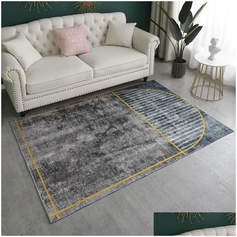 Carpets Carpets Light Luxury El Style Girl Pink Rug Geometric Abstract Pattern For Living Room Soft And Comfortable Bedroom Drop Deliv Dhkei