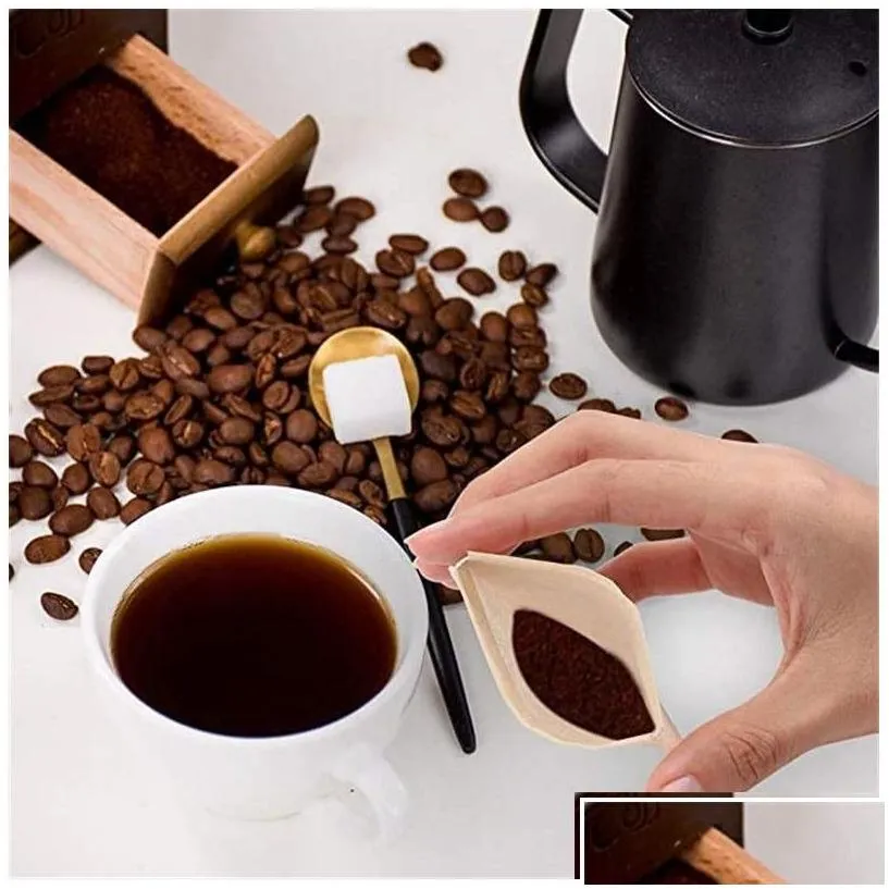 coffee tea tools 100 pcs/lot round tea bags coffee tools disposable empty filter bag with string unbleached wood pp paper pouch for