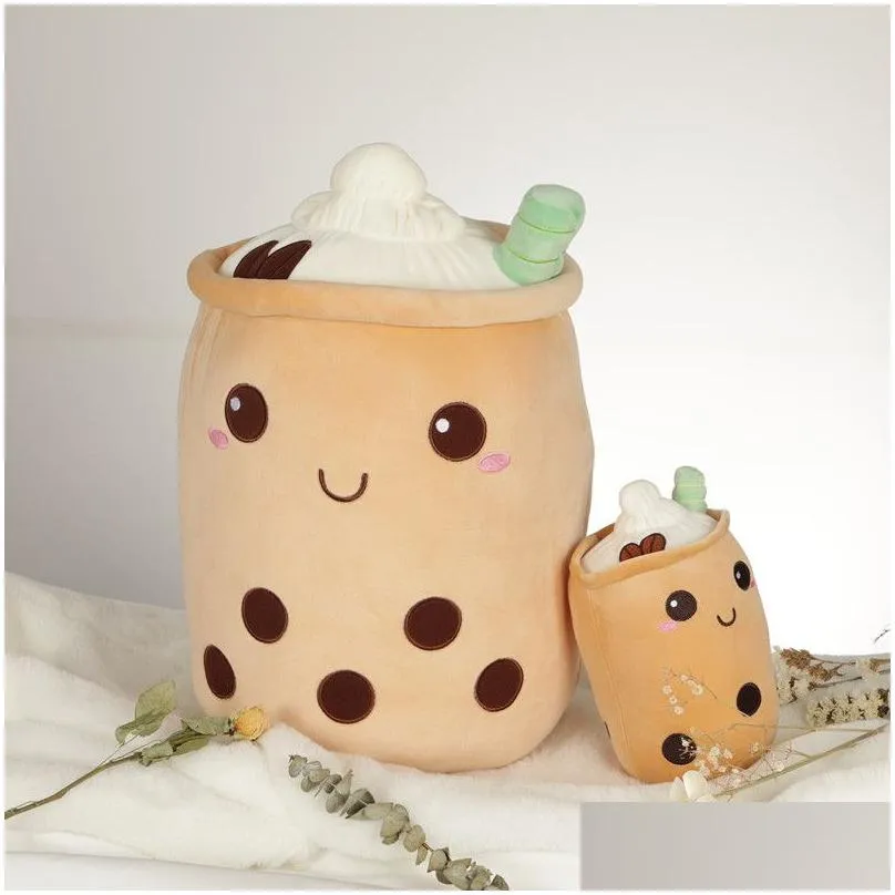 1pc boba plushies bubble tea plush toys kawaii plush cup shaped pillow real life food stuffed soft back cushion kid birthday gift
