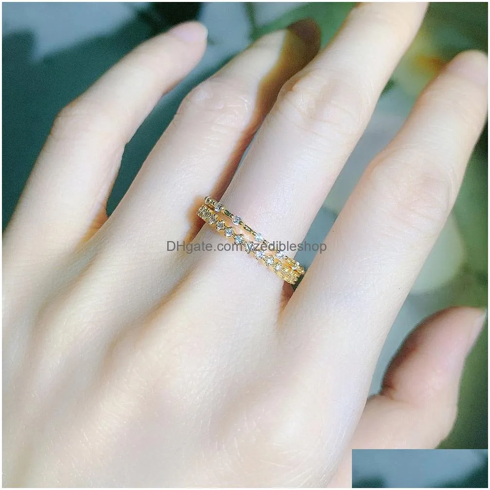 tiny small ring set for women gold color cubic zirconia midi finger rings wedding anniversary jewelry accessories gifts kar229