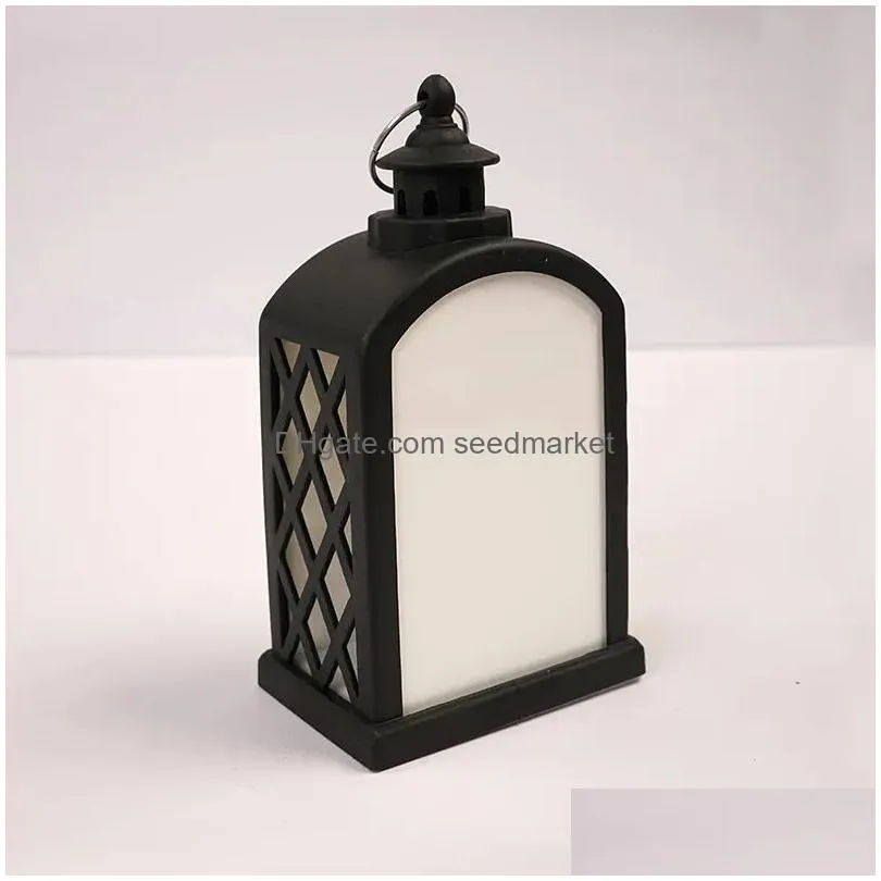 sublimation christmas led lanterns fireplace lamp handheld light double sided for home and outdoor decorations b1114