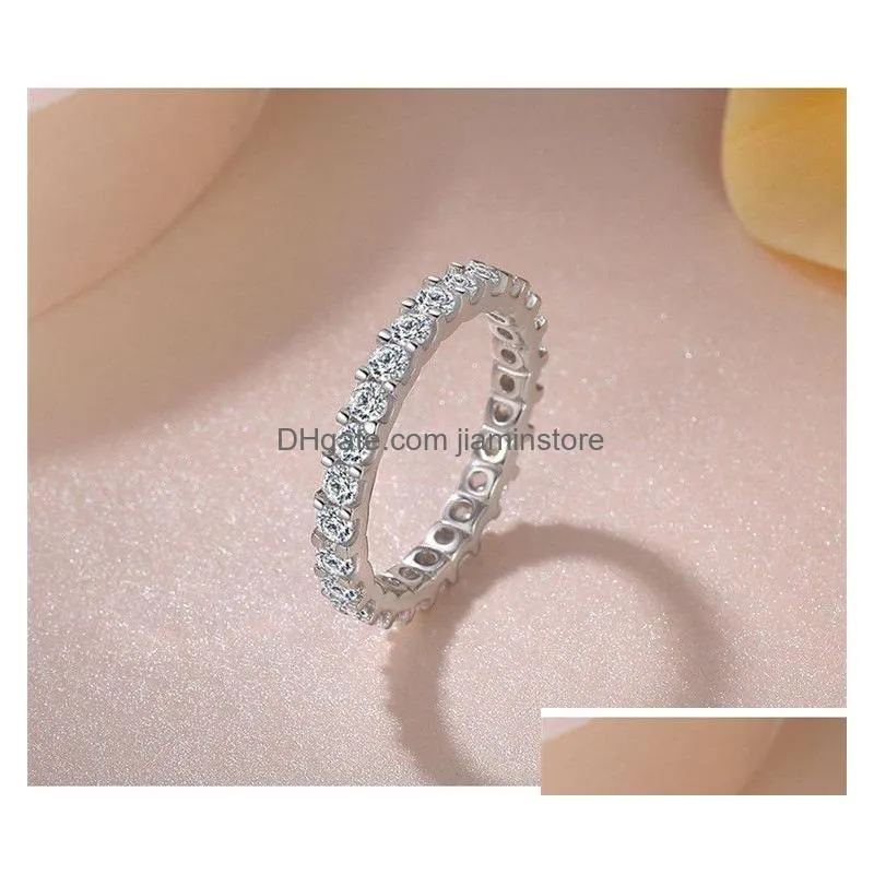 Band Rings Rings For Women Sier Color Cubic Zirconia Ring White Stone Bridal Wedding Engagement Trendy Jewelry Bijoux Femme Cc1565 Dro Dhhl0