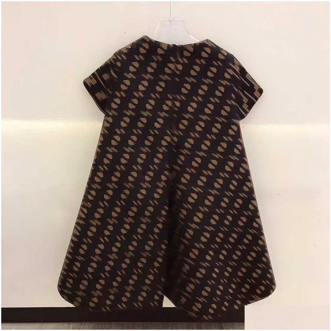 23ss designer girl bowknot dressshirt brand kids dresses for big girls fashion dress Short sleeve cotton dress Casual Pleated skirt