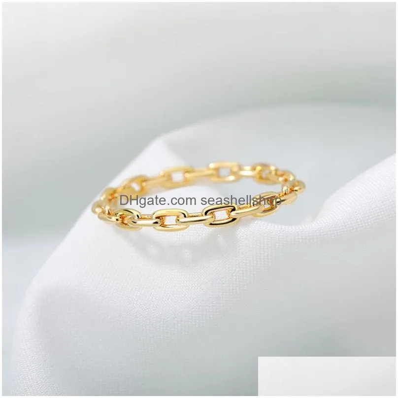 Band Rings Punk Gold Thin Chain Rings Set For Women Girls Fashion Irregar Finger Gift 2023 Female Jewelry Drop Delivery Jewelry Ring Dh7Gn