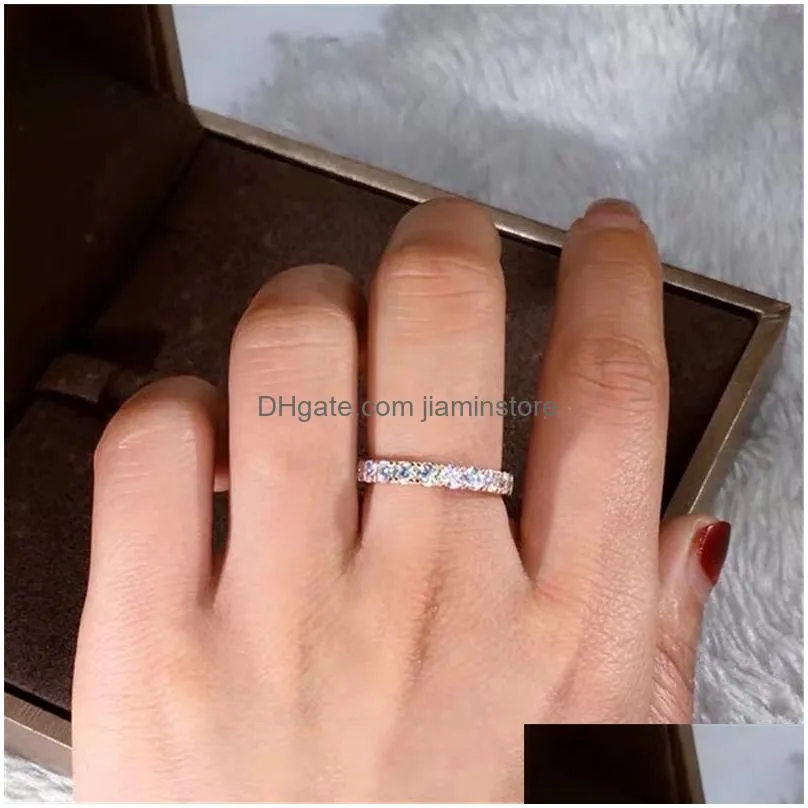 Band Rings Rings For Women Sier Color Cubic Zirconia Ring White Stone Bridal Wedding Engagement Trendy Jewelry Bijoux Femme Cc1565 Dro Dhhl0