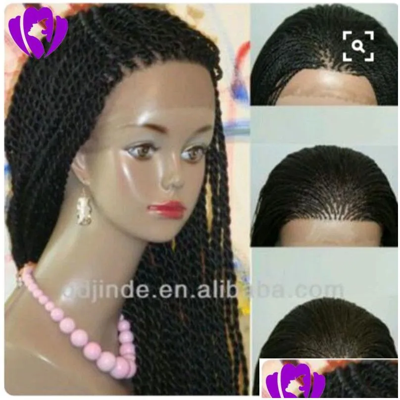150density synthetic micro box braid lace front wig long Brazilian havana twist wig for african american black woman with baby hair