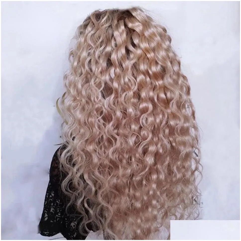 Ash Blonde Curly Lace Front Human Hair Wigs For Women Brazilian 360 Deep Wave Frontal Wig Synthetic Cosplay Wig Drag Queen